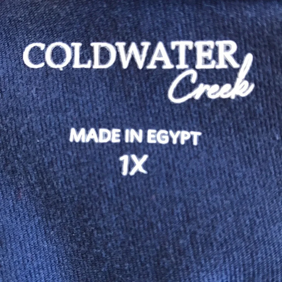 Coldwater Creek navy Egyptian cotton straight leg elastic waist pants, size 1X - Picture 8 of 10